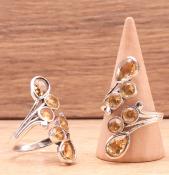 Bague en Argent 925  Citrine  (taille réglable)