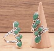Bague en Argent 925 Aventurine verte (taille réglable)