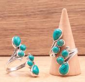 Bague en Argent 925 Turquoise (taille réglable)