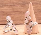 Bague en Argent 925  Quart Rose  (taille réglable)