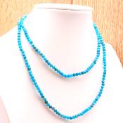 Collier Scintillant pierres facetées Apatite Bleue (4mm) 
