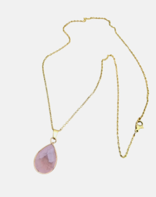 Collier Artisanal Quartz Rose (avec chaîne)