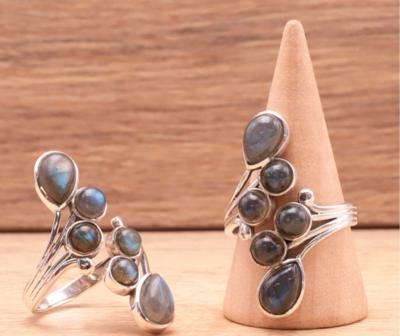 Bague en Argent 925 Larbradorite (taille réglable)