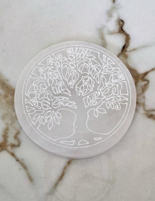 Plaque de charge Sélénite grand modèle (Arbre de vie) 