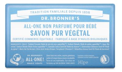 Pain de savon pur végétal  sans parfum bébé Dr Bronner's 