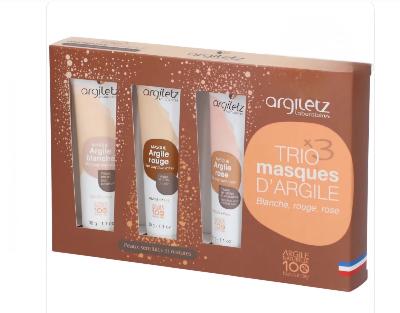 Coffret trio de masques à l'argile (blanche, rouge & rose)